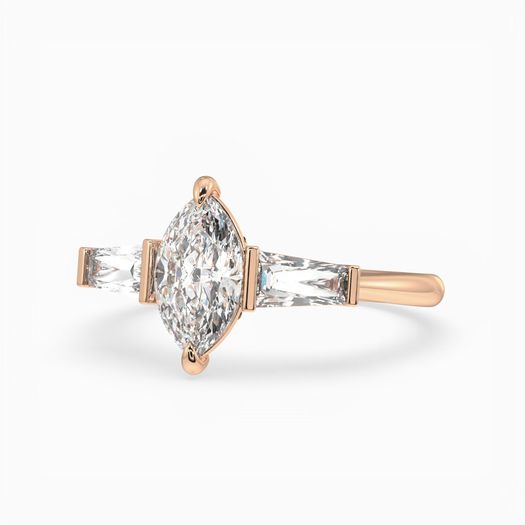 18K Solid Gold 1 Carat D VVS1 Marquise Engagement Ring Matilda