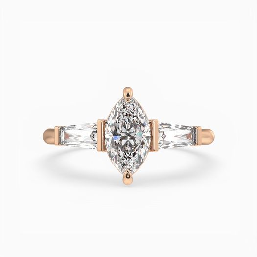 18K Solid Gold 1 Carat D VVS1 Marquise Engagement Ring Matilda