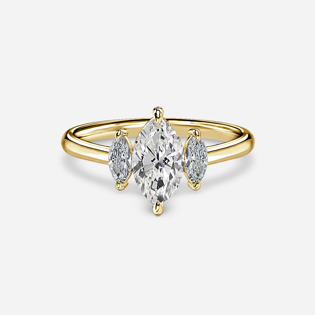 18K Solid Gold 1 Carat D VVS1 Marquise Engagement Ring Orion
