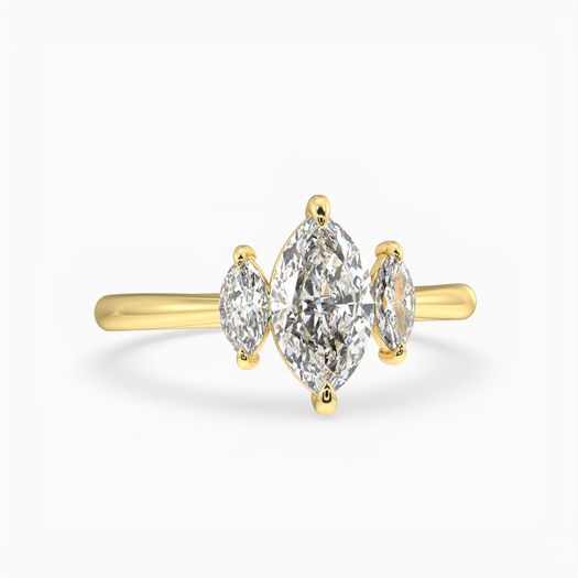 18K Solid Gold 1 Carat D VVS1 Marquise Engagement Ring Orion
