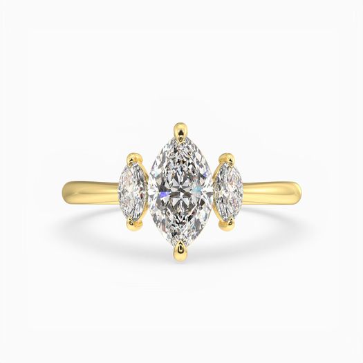 18K Solid Gold 1 Carat D VVS1 Marquise Engagement Ring Orion
