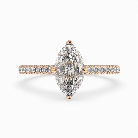 18K Solid Gold 1 Carat D VVS1 Marquise Engagement Ring Zara Belle