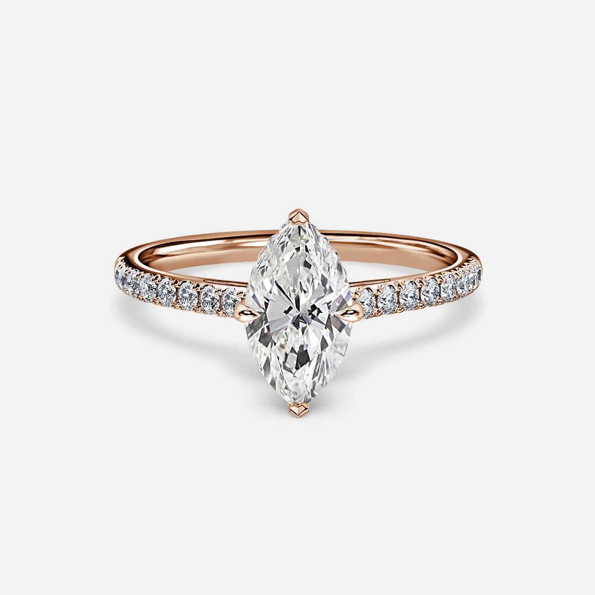 18K Solid Gold 1 Carat D VVS1 Marquise Engagement Ring Zara Belle