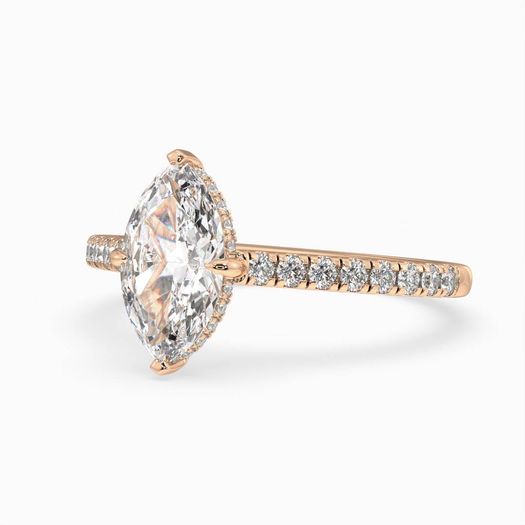 18K Solid Gold 1 Carat D VVS1 Marquise Engagement Ring Zara Belle