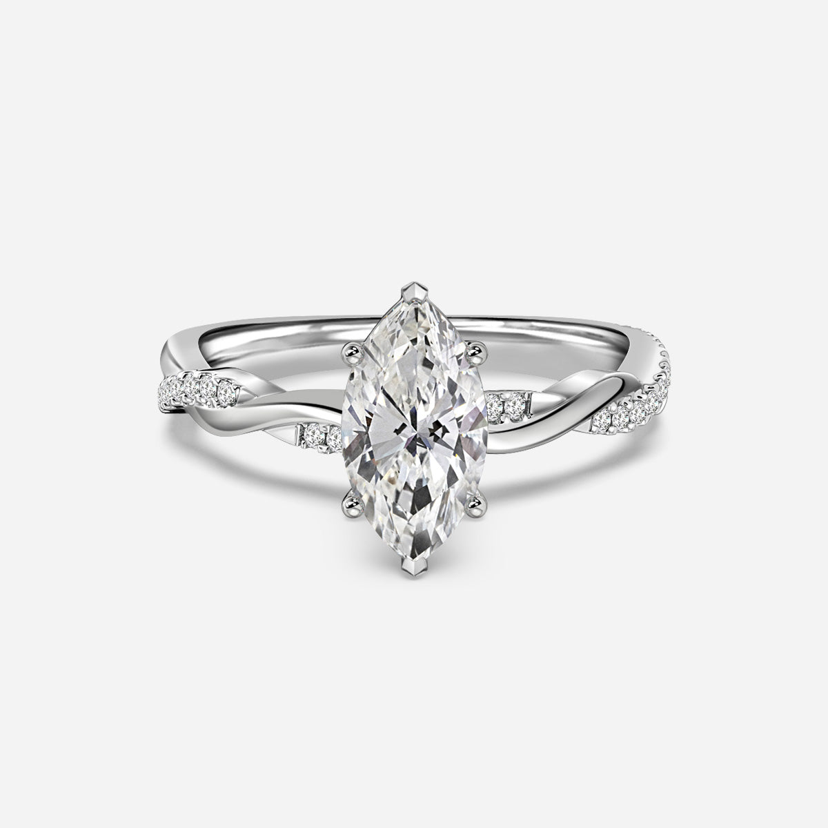 18K Solid Gold 1 Carat Marquise Engagement Ring Asha