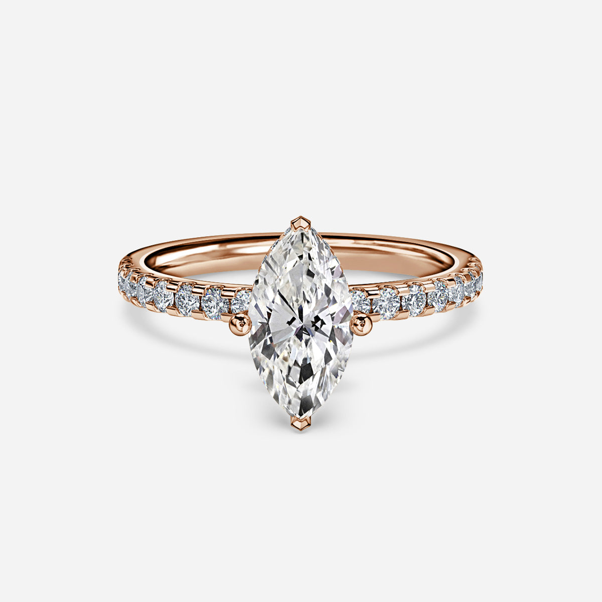 18K Solid Gold 1 Carat D VVS1 Marquise Engagement Ring Ivy Grace