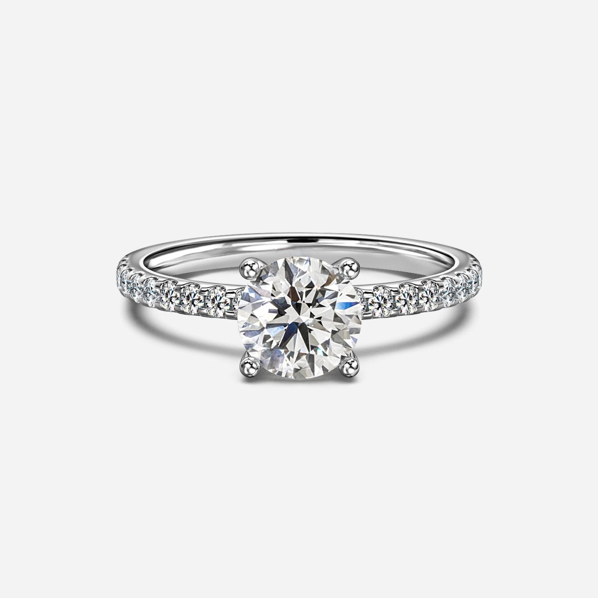 18K White Gold 1 Carat Round Engagement Ring Alexis