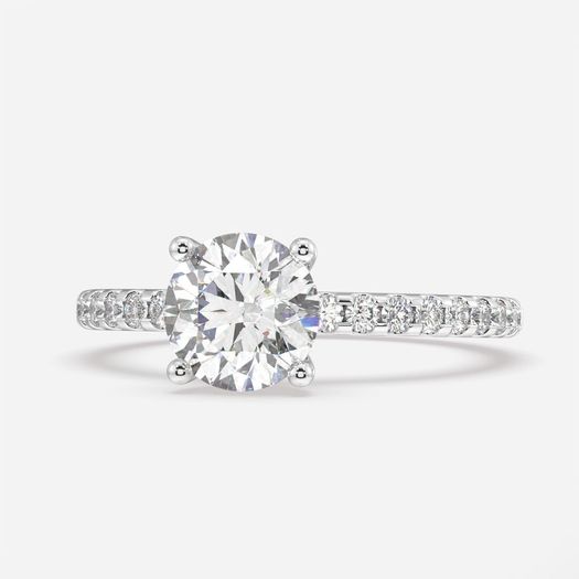 18K White Gold 1 Carat Round Engagement Ring Alexis