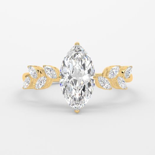 18K Yellow Gold 1 Carat Marquise Engagement Ring Elise