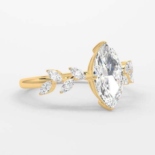 18K Yellow Gold 1 Carat Marquise Engagement Ring Elise