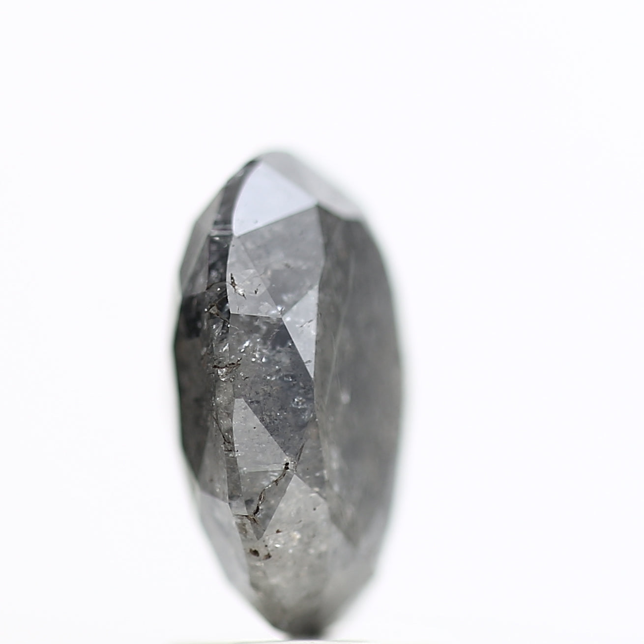 2.21 Carat Fancy Grey Salt and Pepper Oval Diamond 9.54 MM