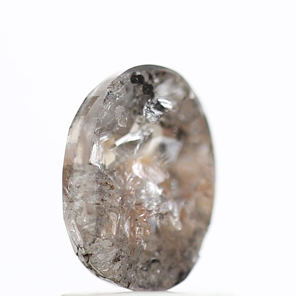 1 Ct Salt and Pepper Diamond Oval Natural Rose Cut 7.13 MM