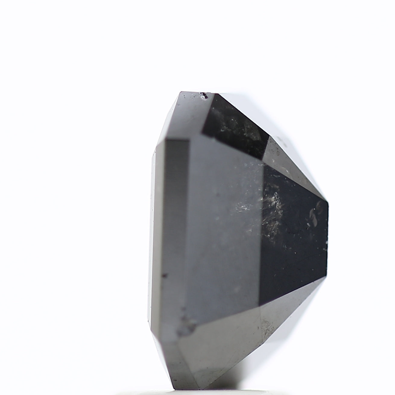 3 Ct Black Emerald Cut Diamond Natural Salt and Pepper Diamond 9.42 MM
