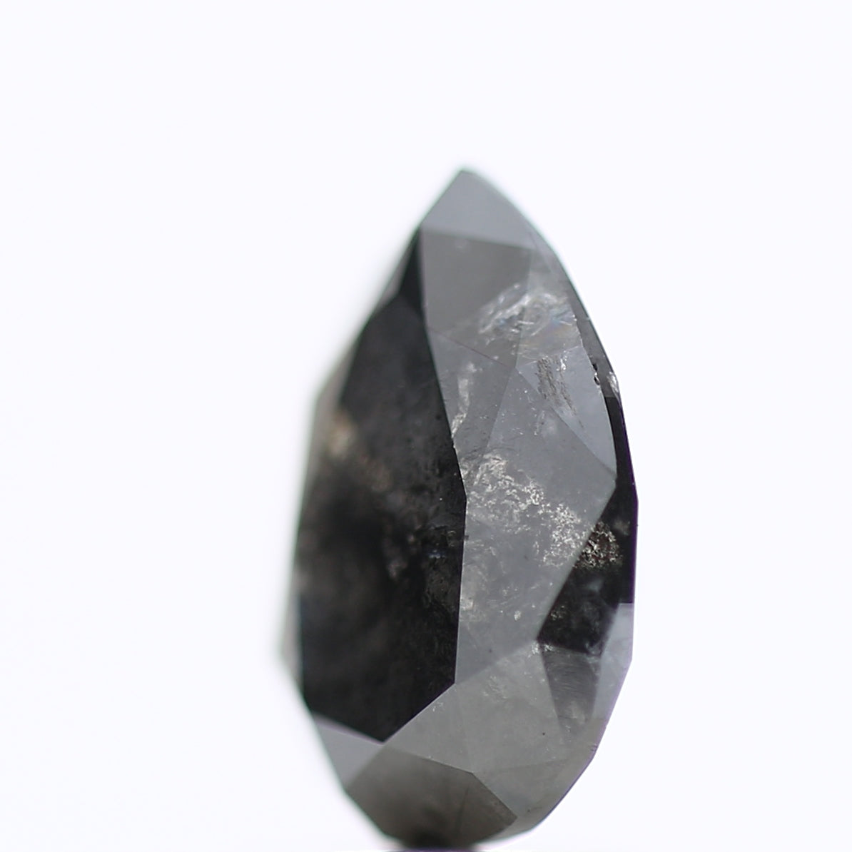 1.84 Carat Gray Black Salt and Pepper Pear Diamond 9.16 MM