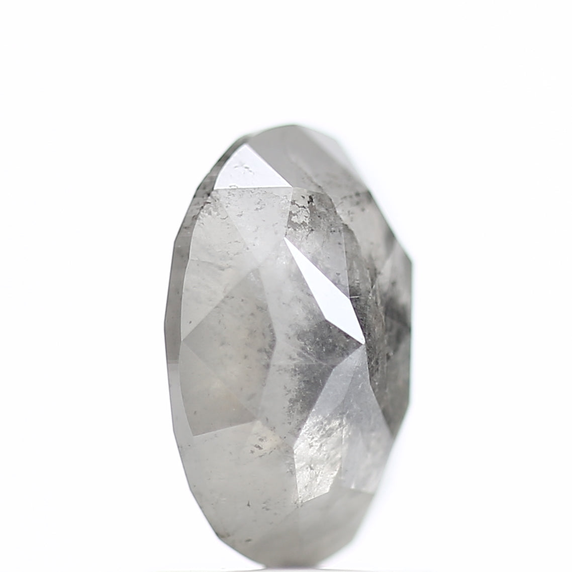 1.60 Carat Rose cut Fancy Gray Oval Salt and Pepper Diamond 8.52 MM