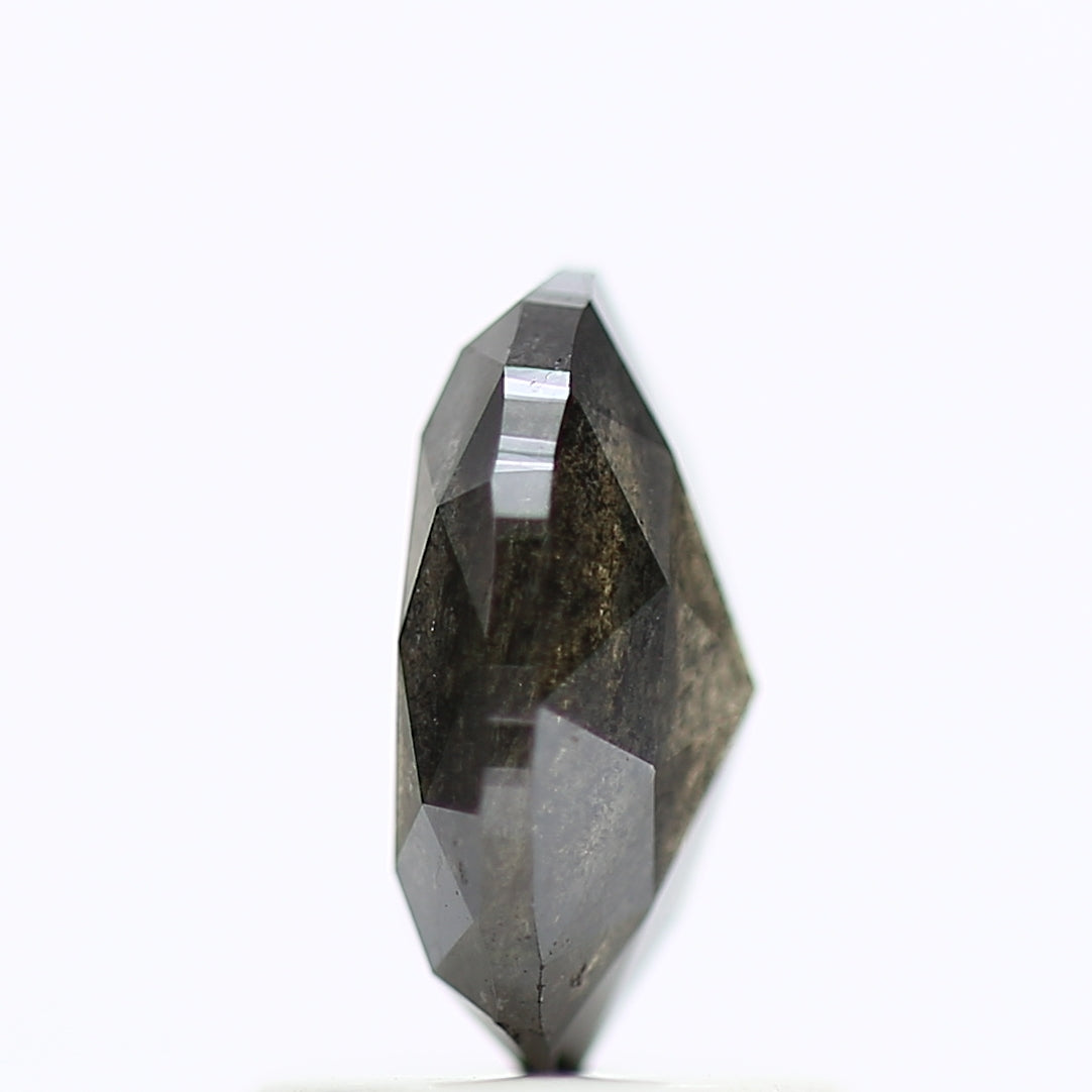 1.11 Carat Black Oval Rose Cut Diamond Salt & Pepper Diamond 7.71 MM