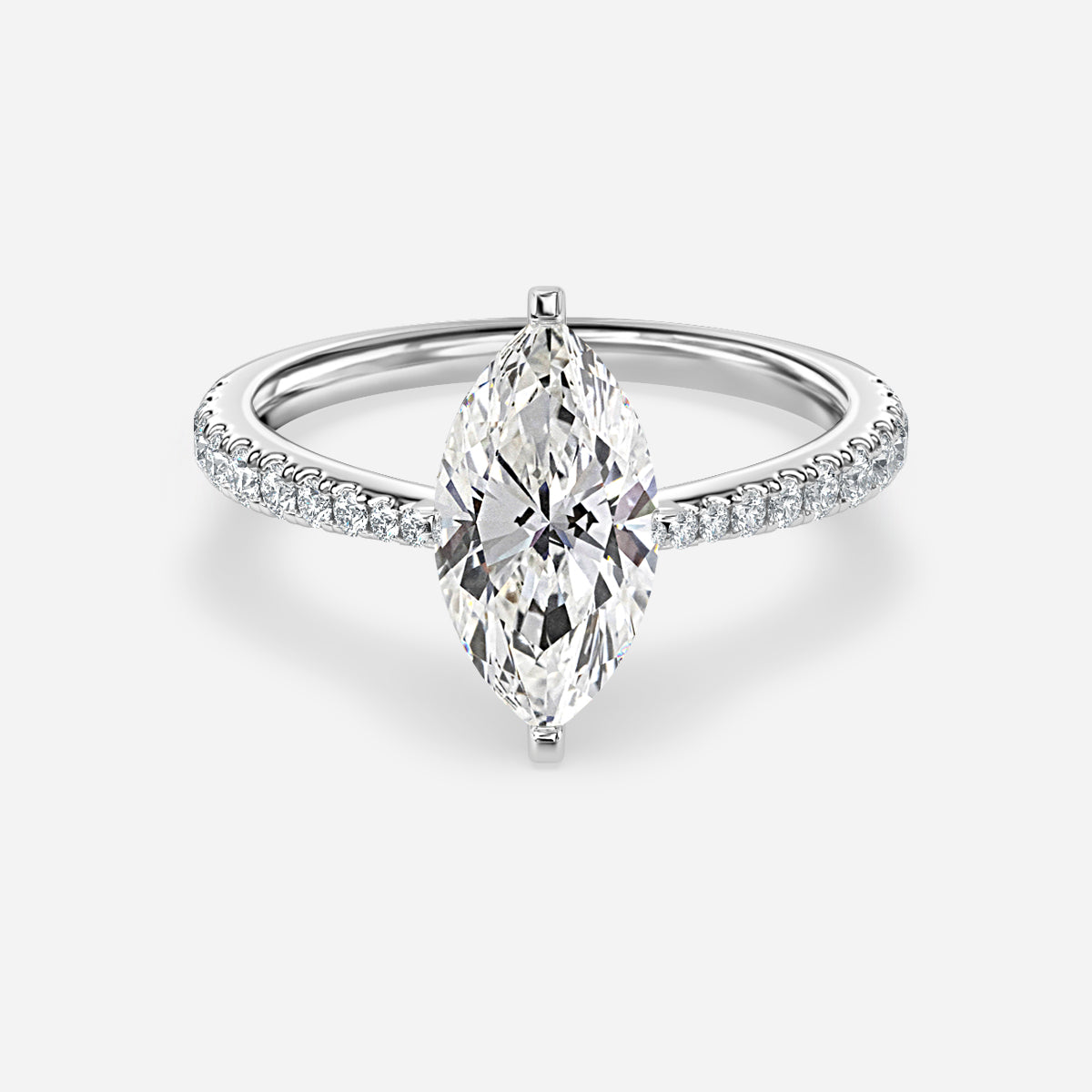 18k White Gold 1 Carat Marquise Engagement Ring Poppy