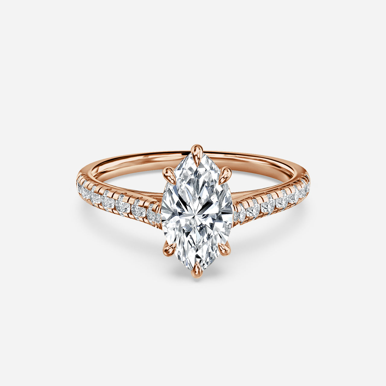 18k Rose Gold 1ct D VVS1 Marquise Engagement Ring Juliet