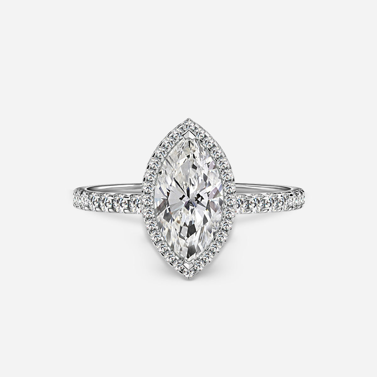18k White Gold 1 Carat D VVS1 Marquise Engagement Ring Lina