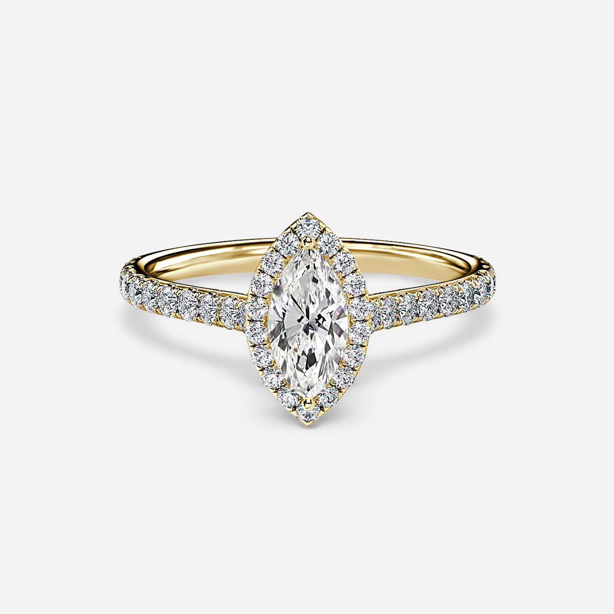 18k White Gold 1ct D VVS1 Halo Marquise Engagement Ring Elara