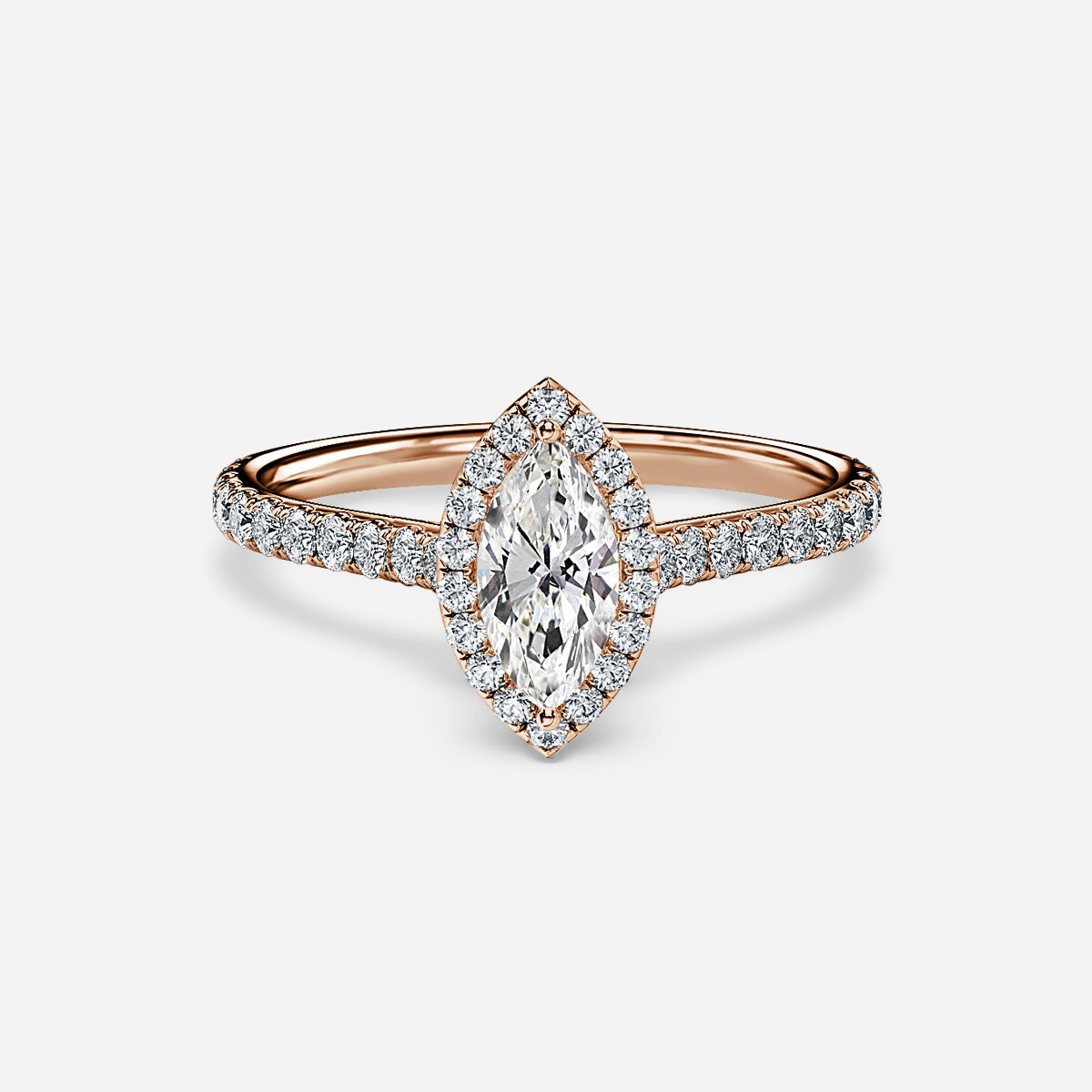 18k White Gold 1ct D VVS1 Halo Marquise Engagement Ring Elara