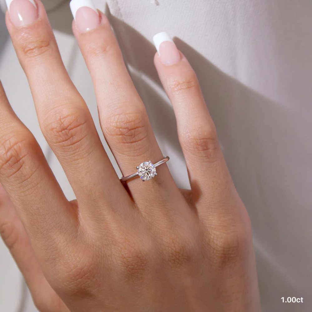 18k Gold 1ct D VVS1 Round Solitaire Engagement Ring Grace