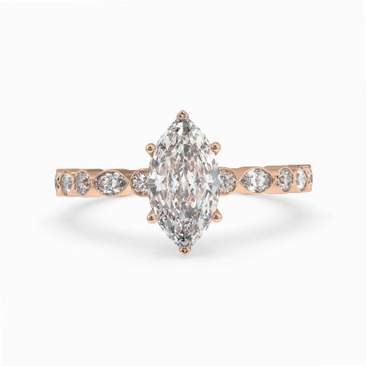 18k Rose Gold 1ct D VVS1 Marquise Engagement Ring Royalty