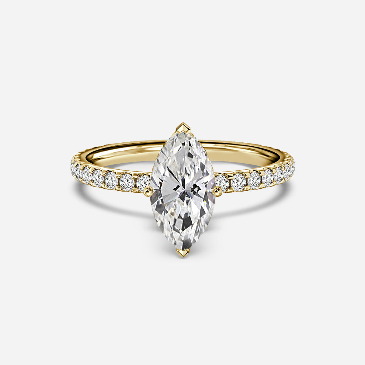 18k Yellow Gold 1 Carat D VVS1 Marquise Engagement Ring Lucy