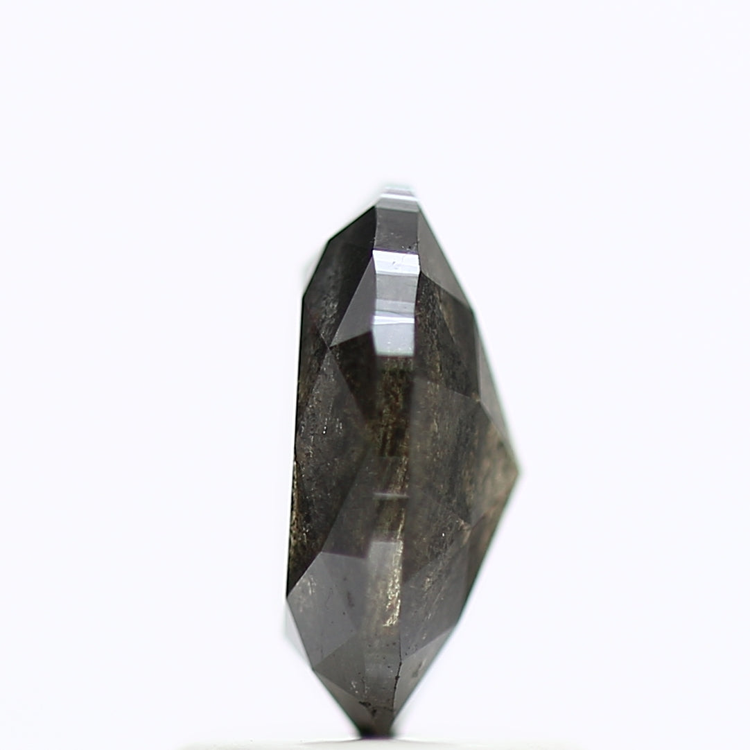 1.11 Carat Black Oval Rose Cut Diamond Salt & Pepper Diamond 7.71 MM