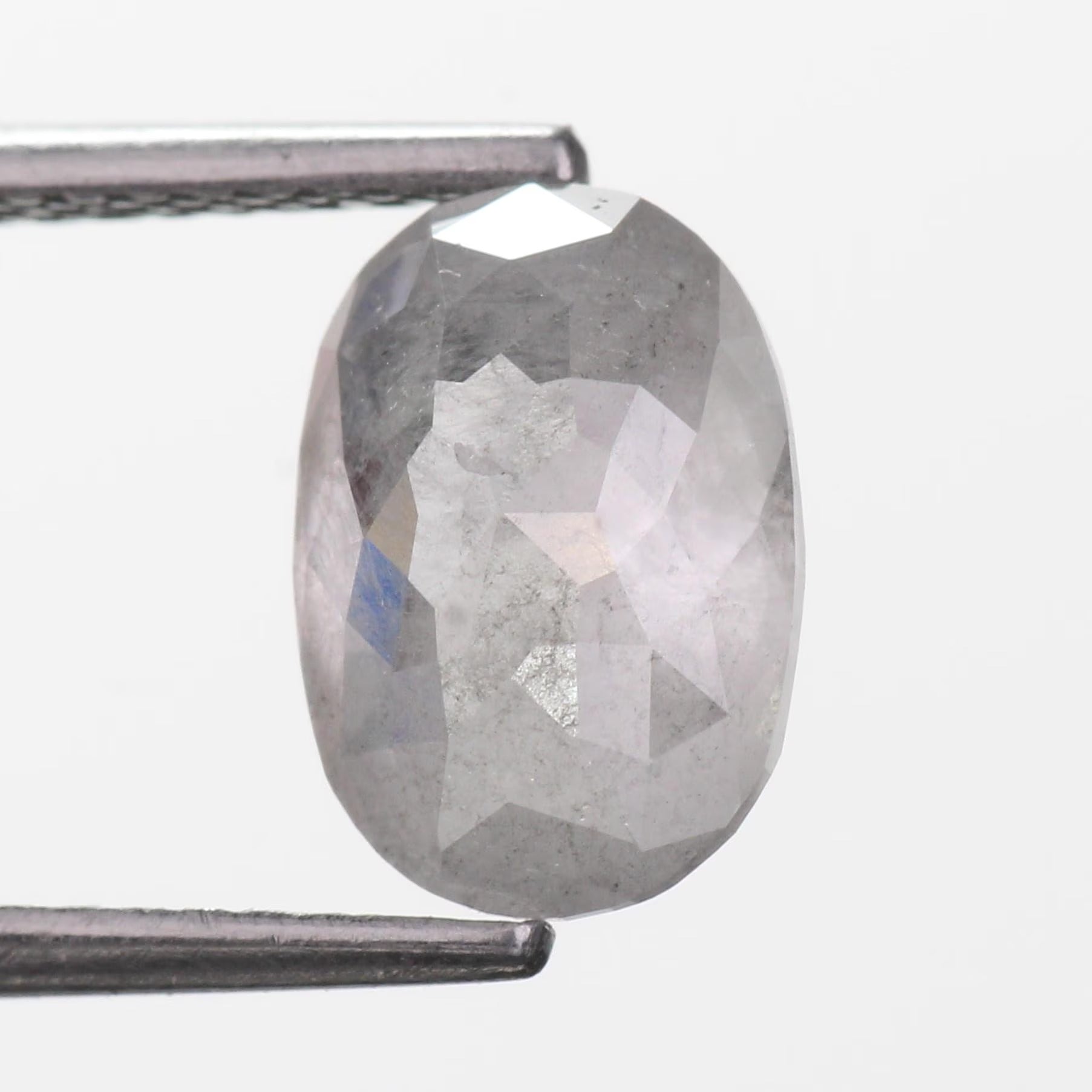 2 Carat Salt and Pepper Diamond Oval Natural Milky Gray 9.10 MM