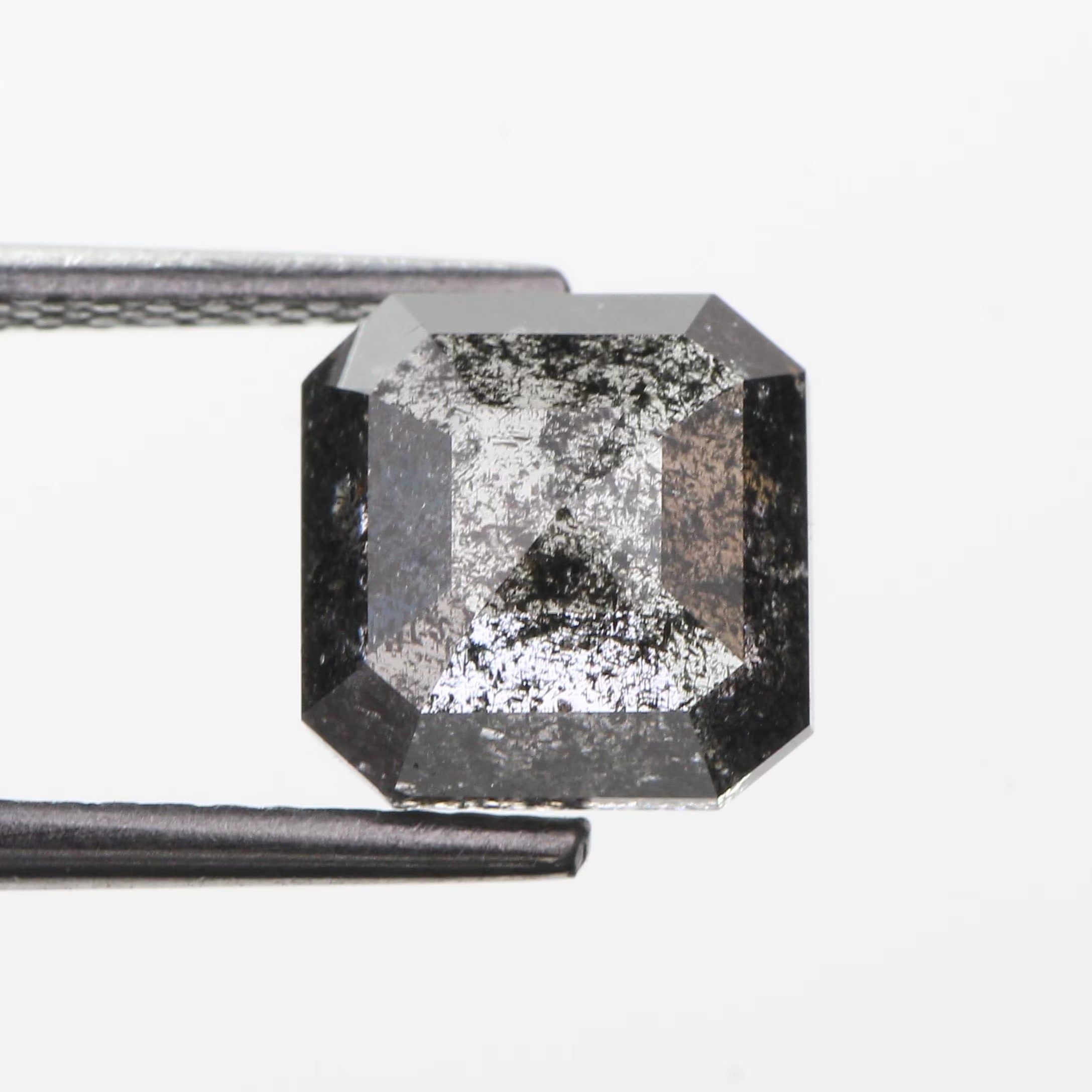 2.72 Carat Emerald Cut Salt and Pepper Black Diamond Natural 7.7 MM