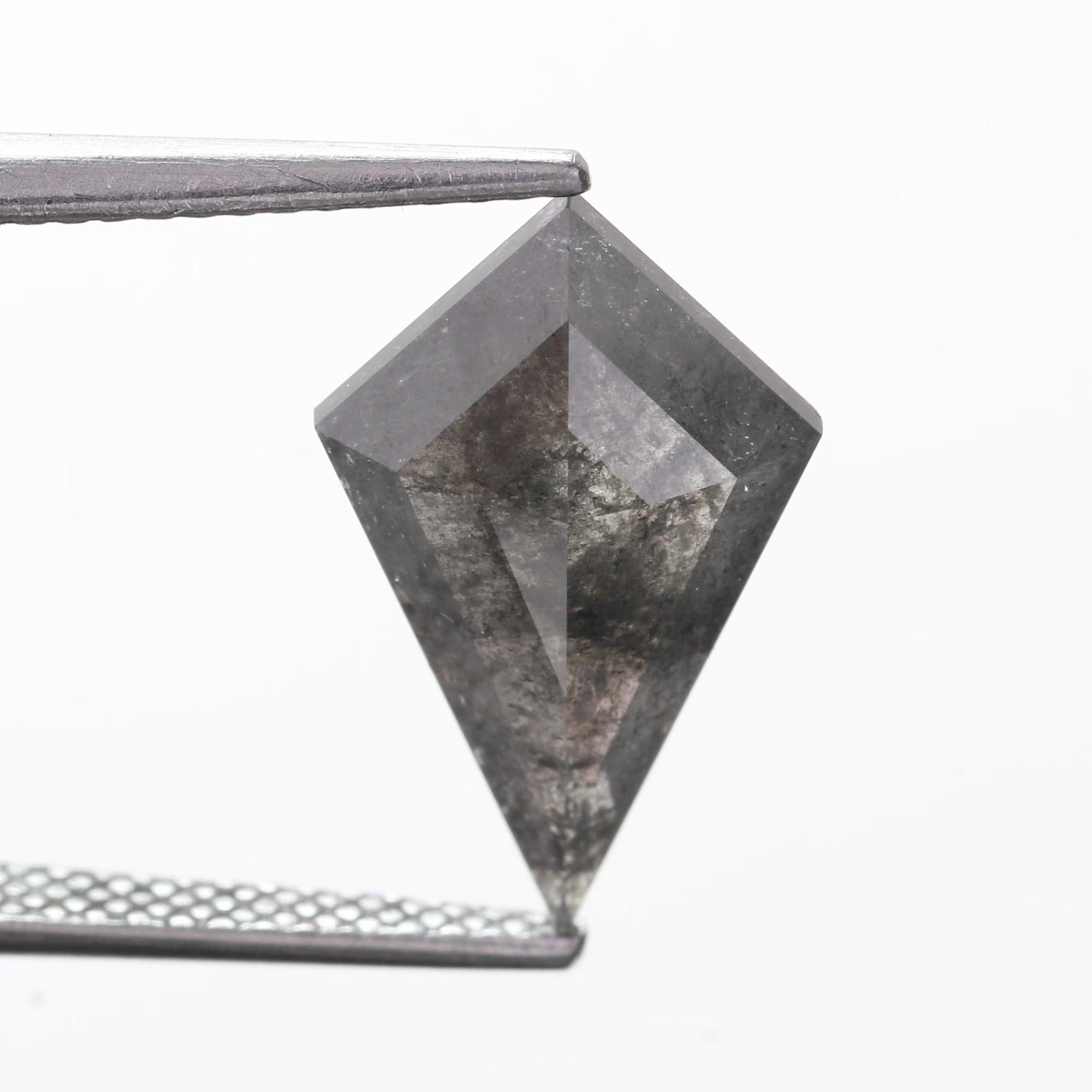 3.36 Carat Natural Gray Kite Cut Salt Pepper Diamond 15.50 MM