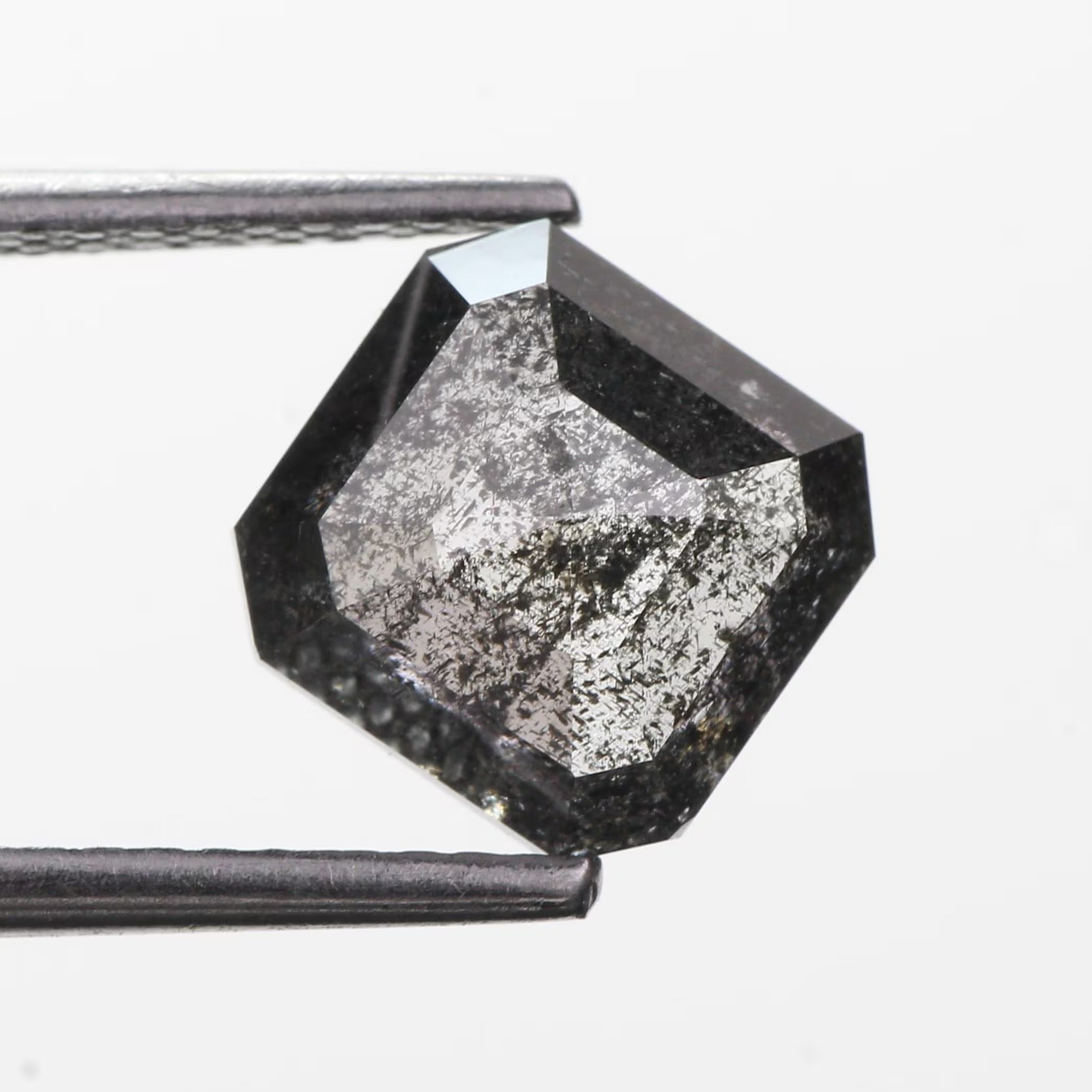 2.72 Carat Emerald Cut Salt and Pepper Black Diamond Natural 7.7 MM