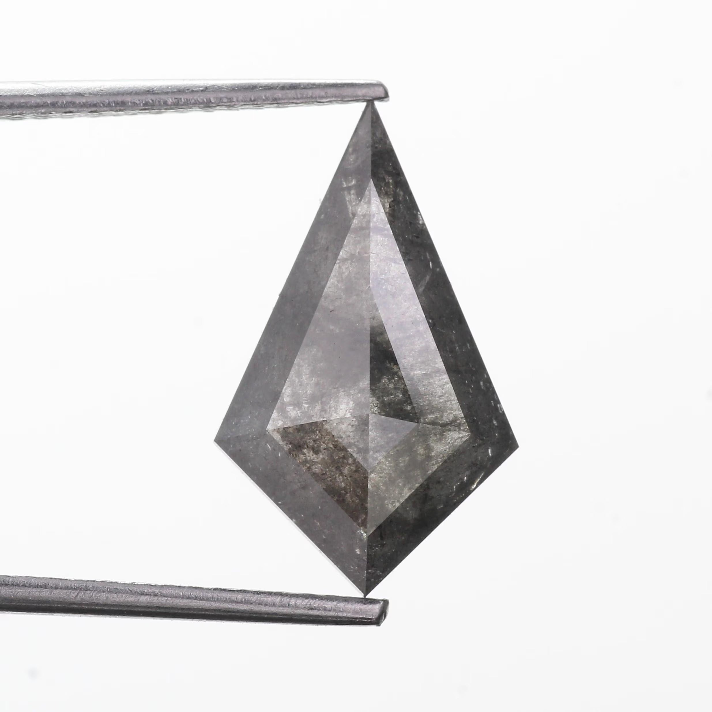3.36 Carat Natural Gray Kite Cut Salt Pepper Diamond 15.50 MM