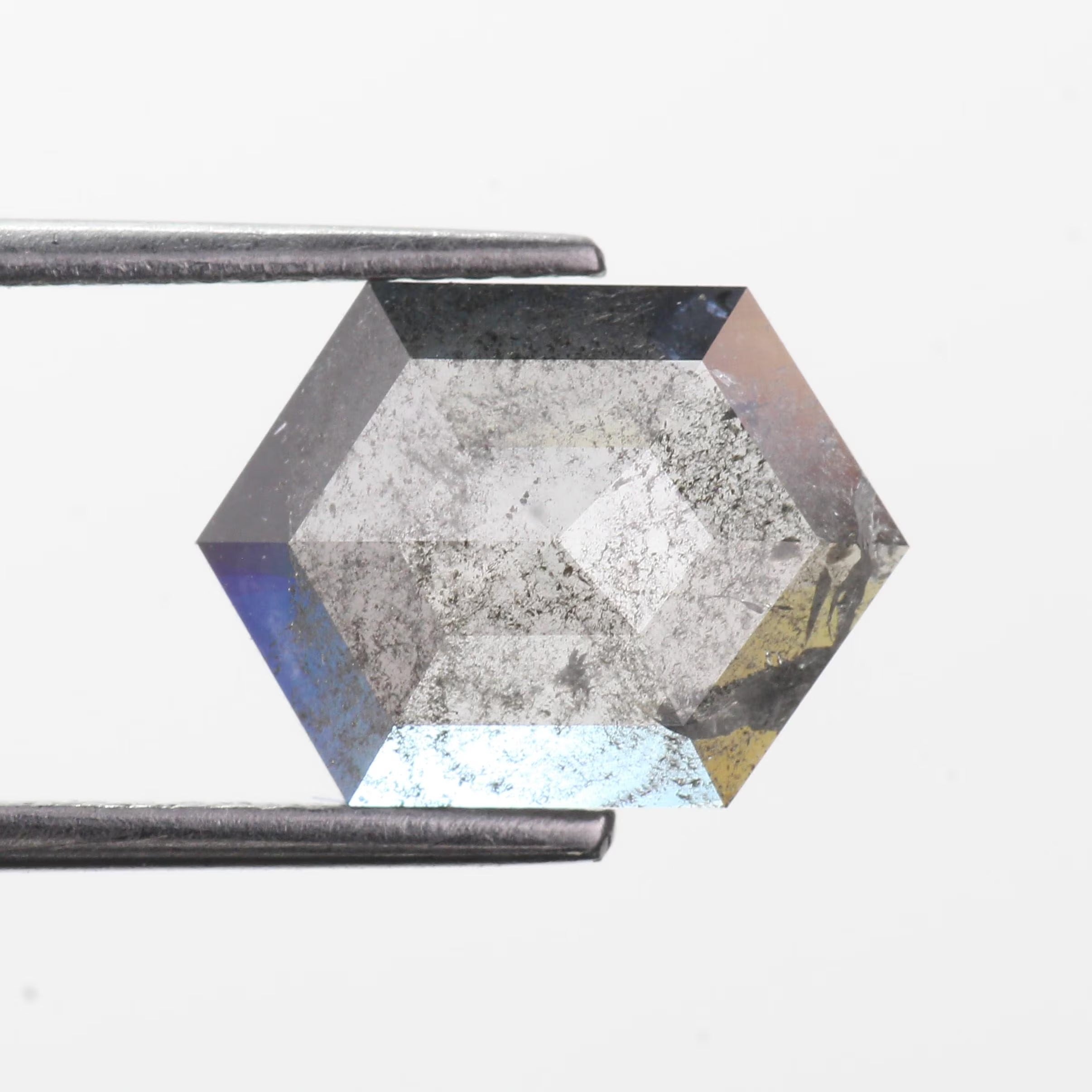 2.35 Carat Natural Gray Hexagon Salt and Pepper Diamond 11.70 MM