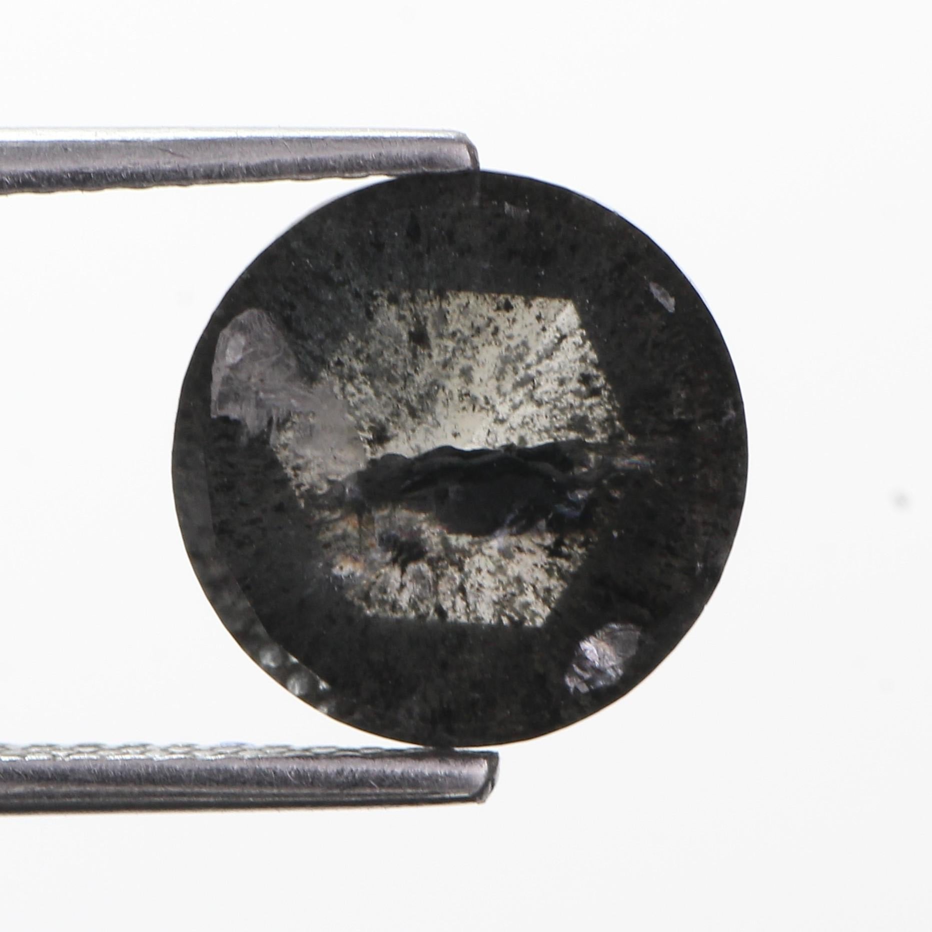 3.65 Ct Round Rose cut Black Salt and Pepper Diamond 9.90 MM