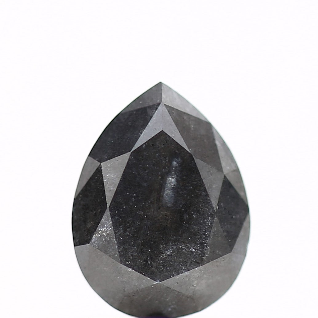 1.04 Carat Fancy Black Pear Salt and Pepper Diamond 7.77 MM
