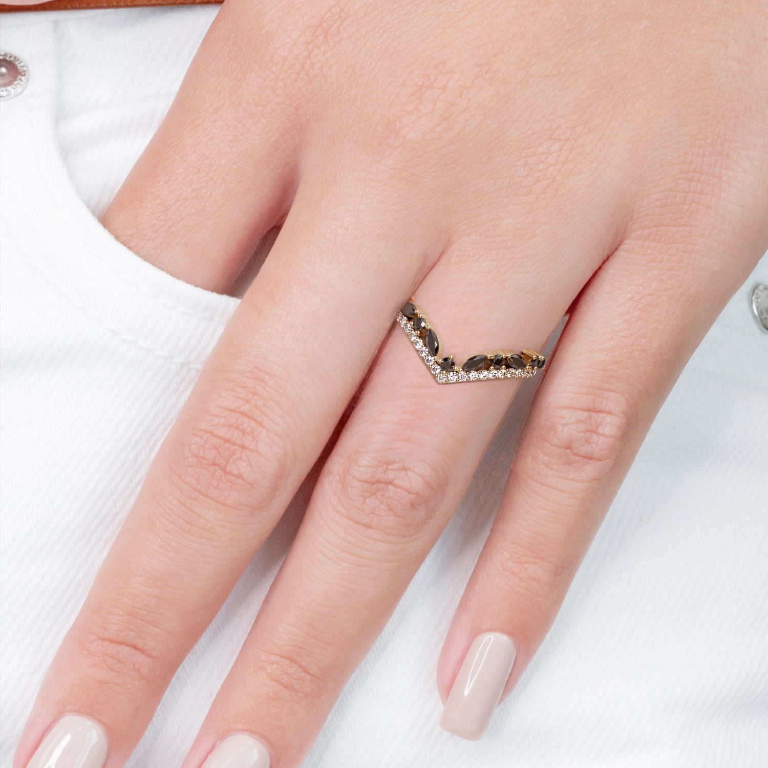 1.20 Carat Marquise Black Diamond Engagement Ring Wedding Band 14K Yellow Gold