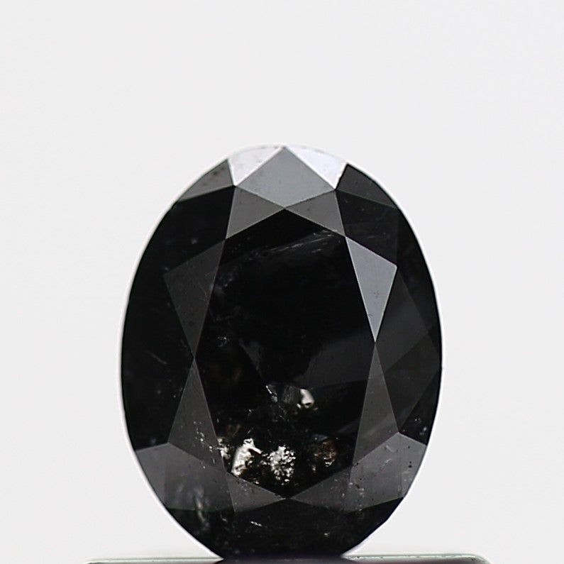 0.48 Carat Black Oval Double Rose Cut Natural Diamond 5.70 MM