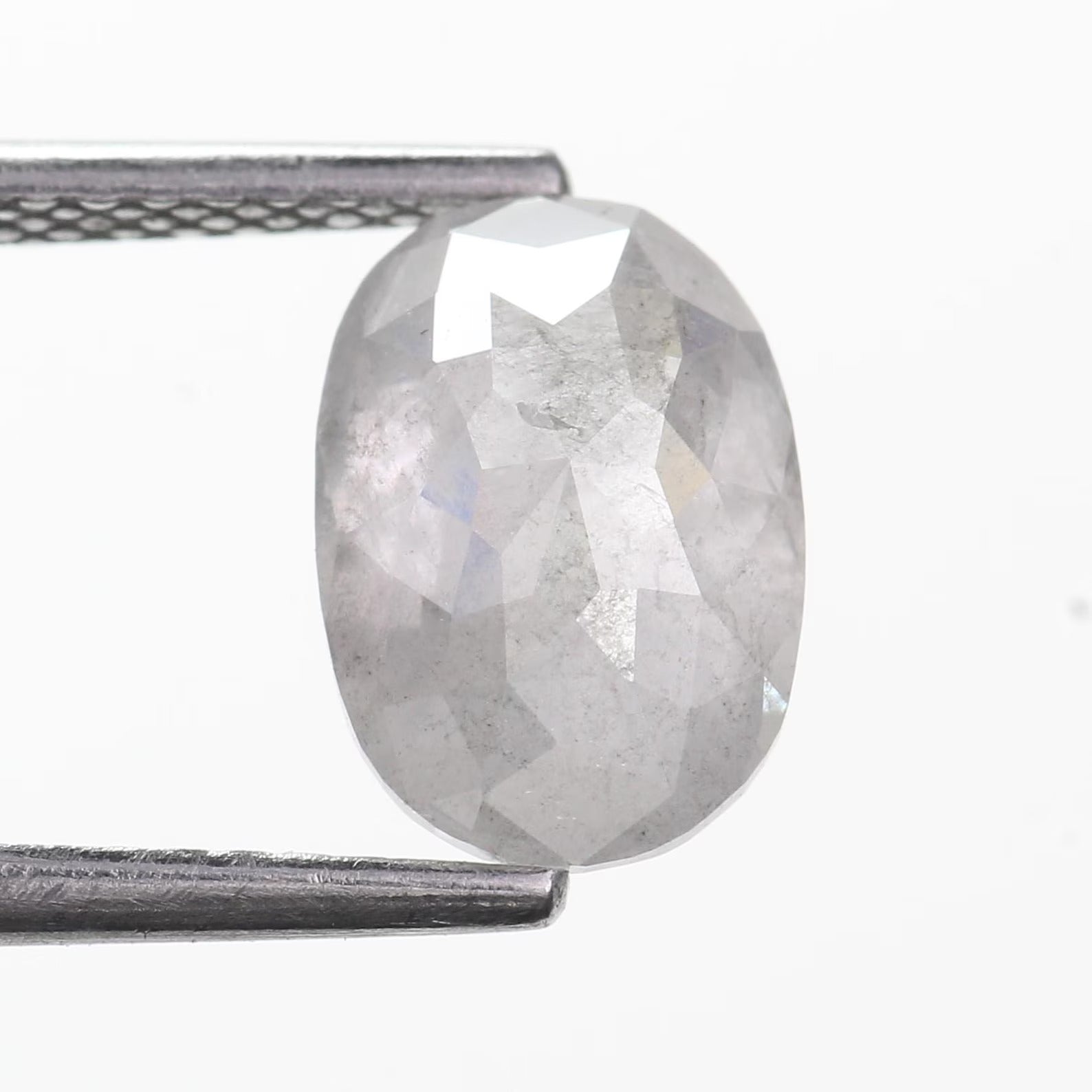 2 Carat Salt and Pepper Diamond Oval Natural Milky Gray 9.10 MM