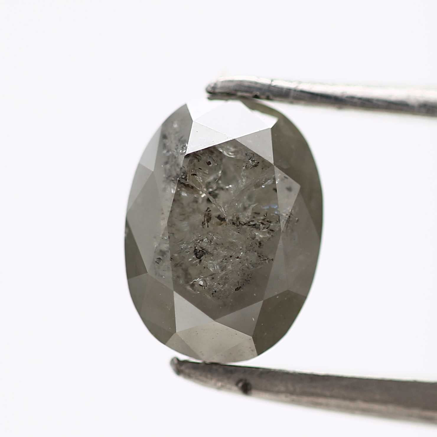 1.13 Carat Gray Oval Cut Salt Pepper Diamond 7.50 MM