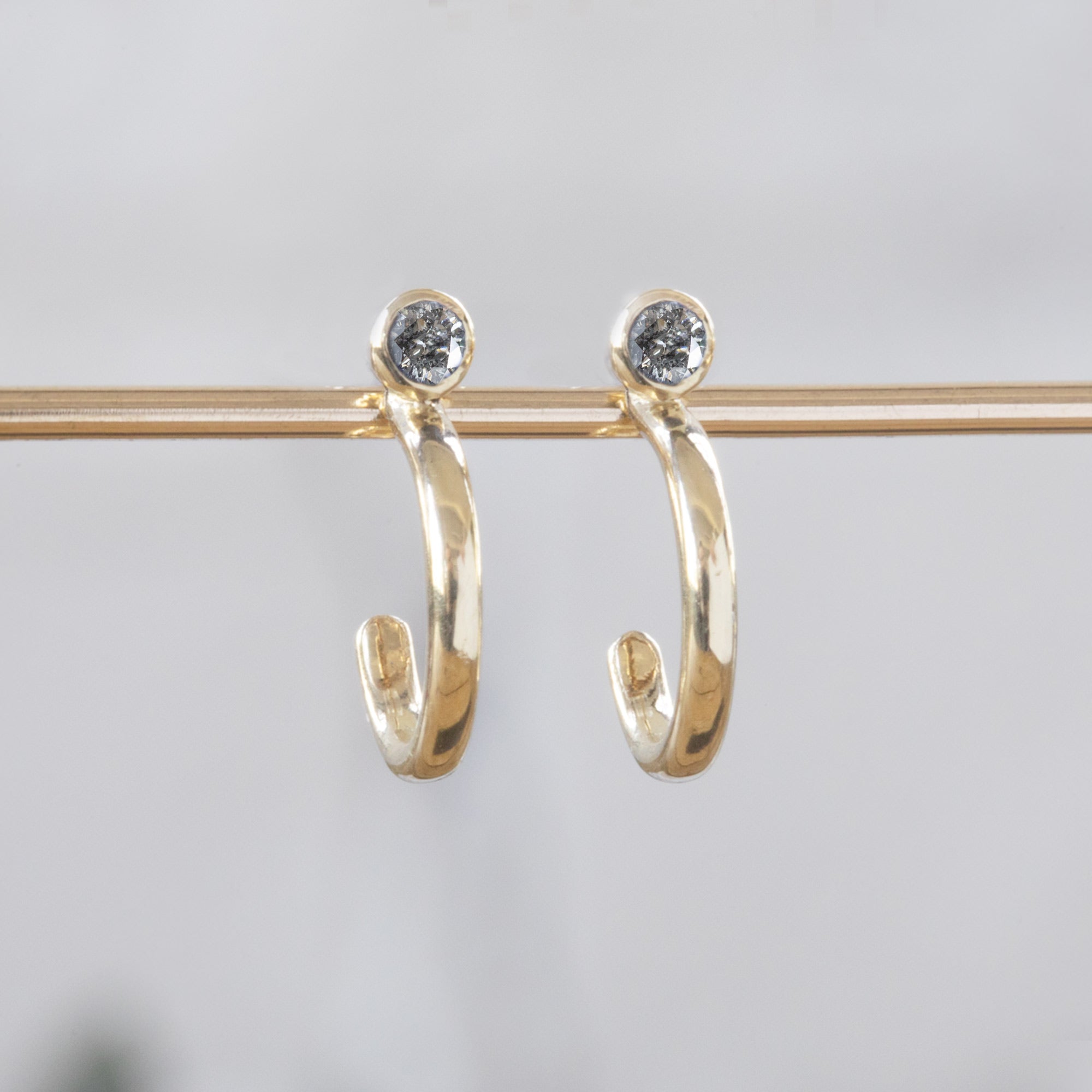 0.10 Carat Salt and Pepper Diamond Hoop Earrings