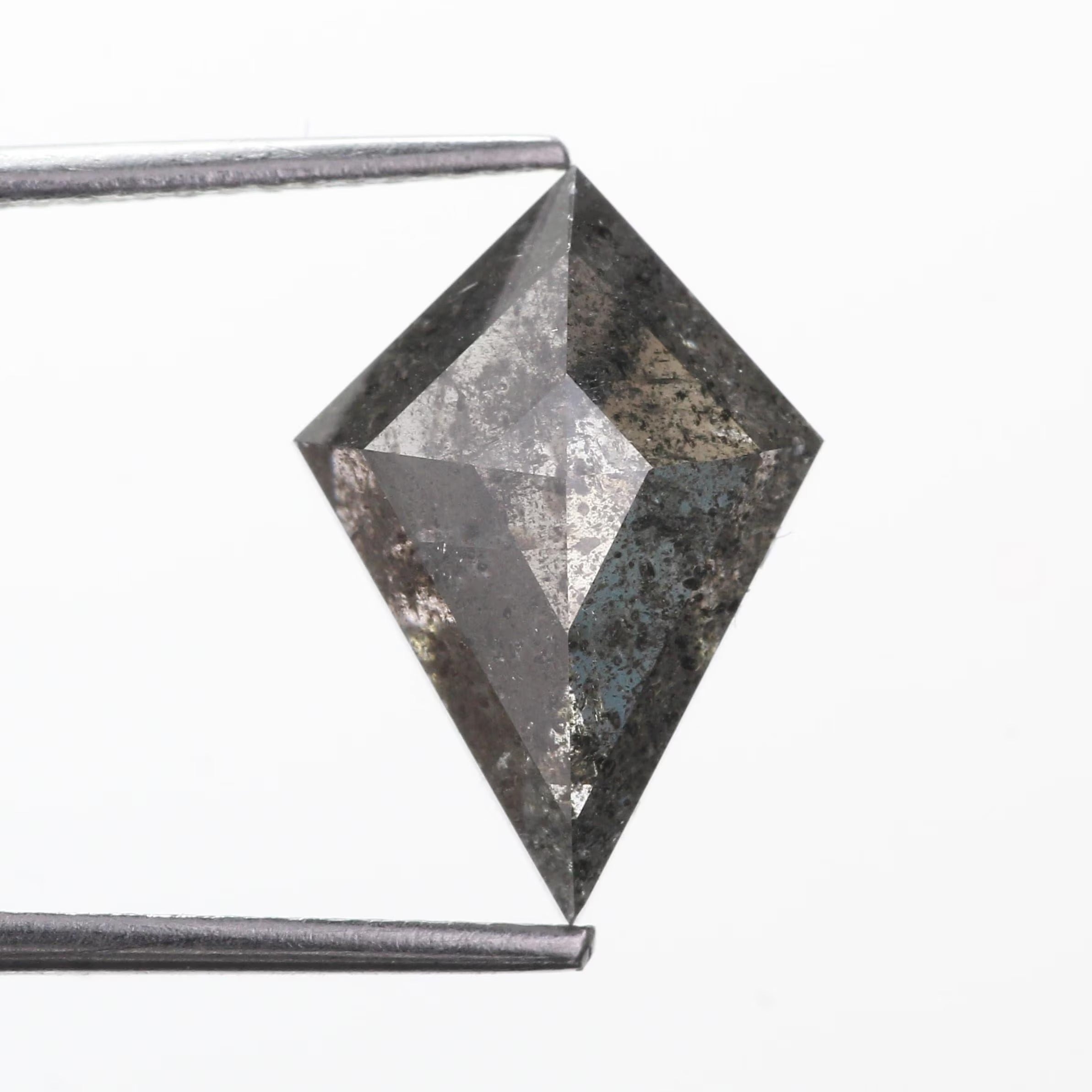 4.39 Carat Natural Gray Salt Pepper Kite Cut Diamond 14.46 MM