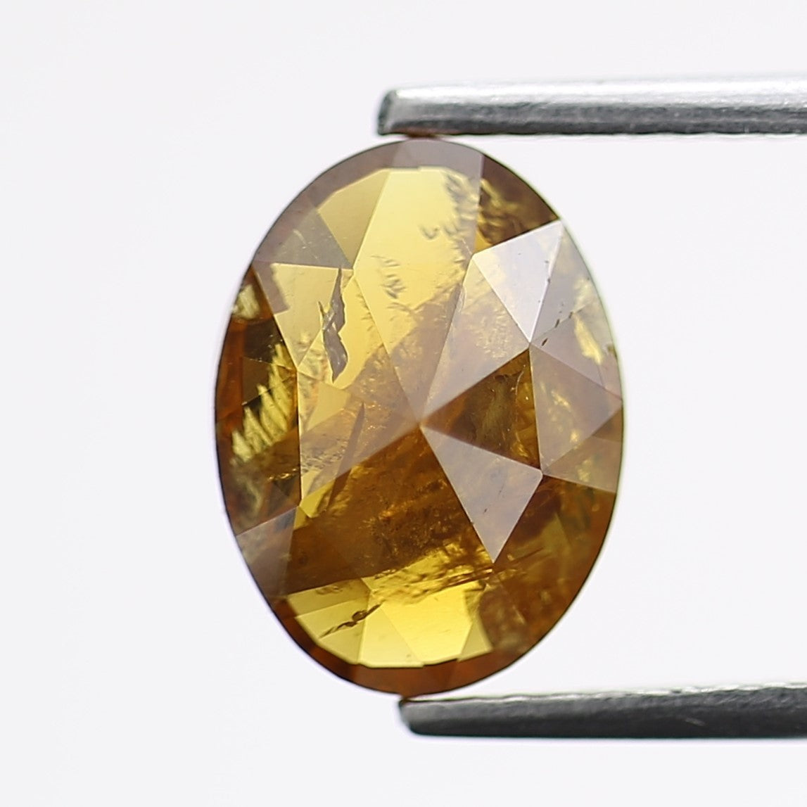 1.88 Carat Natural Yellow Rosecut Oval Salt and Pepper Diamond 9.6 MM