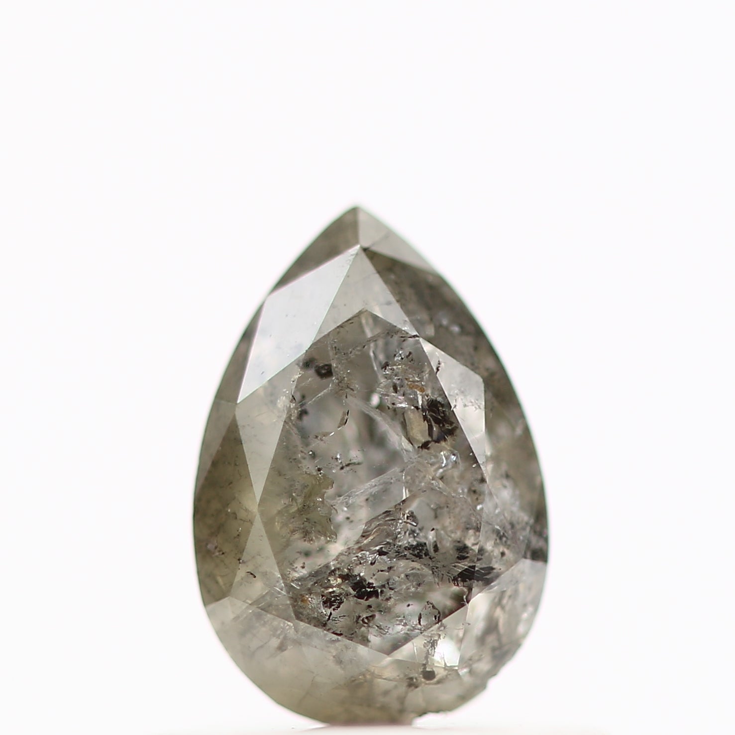 0.48 Carat Fancy Gray Pear Salt and Pepper Diamond 6.32 MM