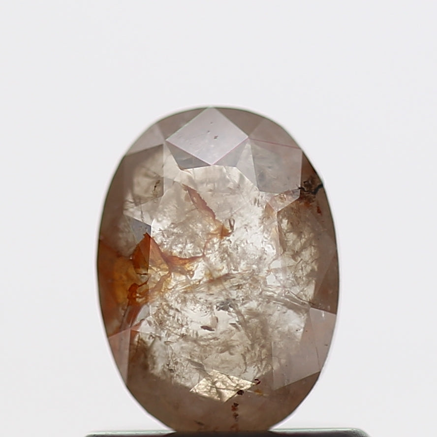 0.60 Carat Orange Oval Brilliant Rose Cut Natural Diamond 6.5 MM