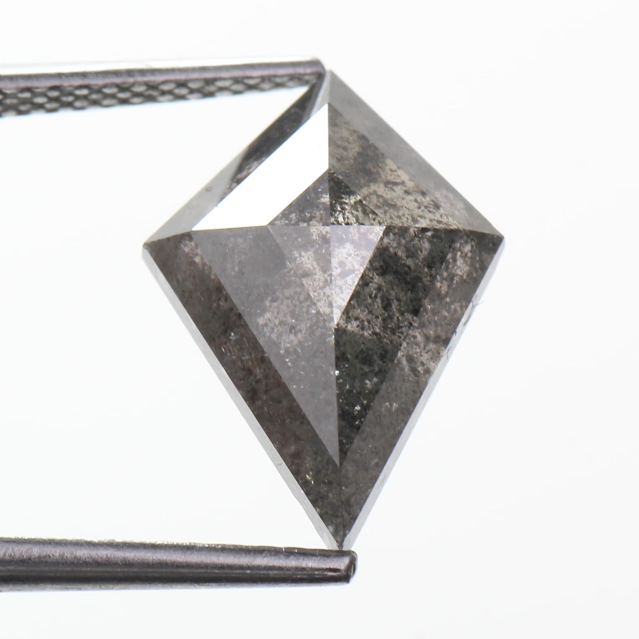 4.39 Carat Natural Gray Salt Pepper Kite Cut Diamond 14.46 MM
