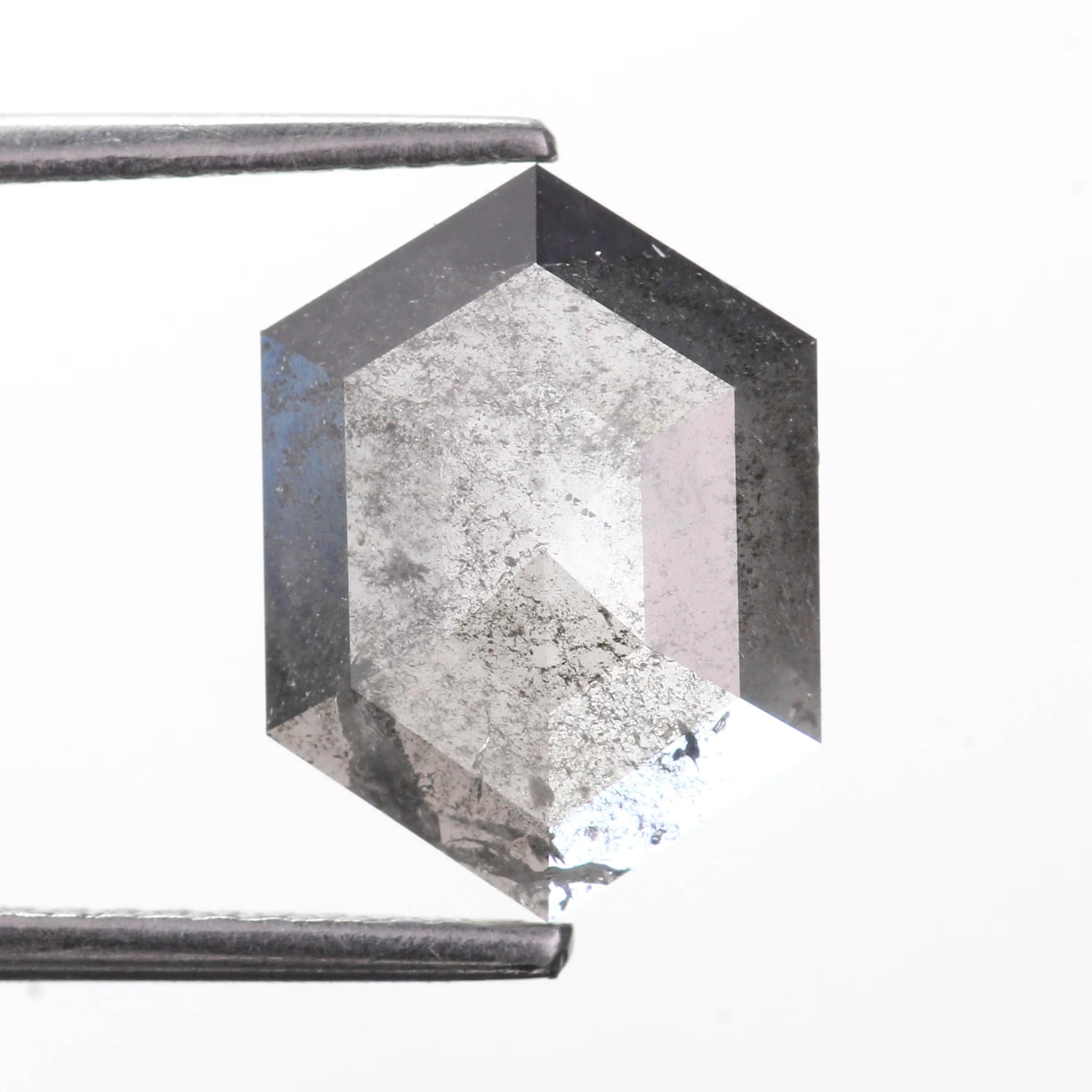 2.35 Carat Natural Gray Hexagon Salt and Pepper Diamond 11.70 MM