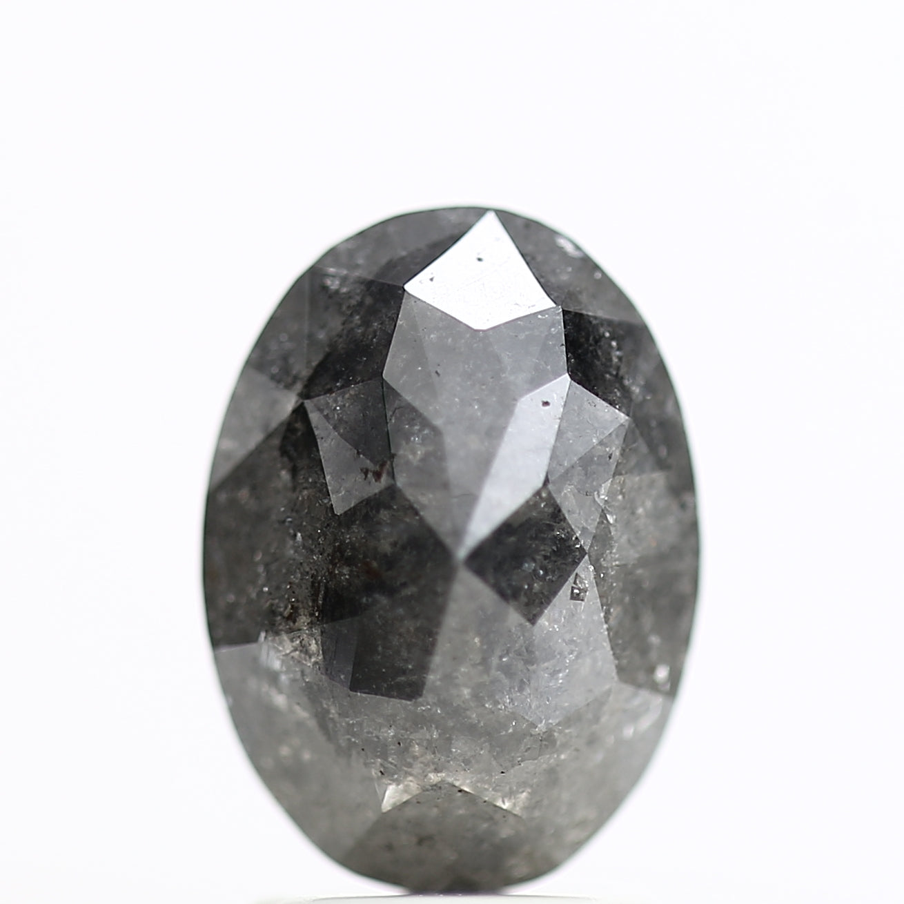 2.21 Carat Fancy Grey Salt and Pepper Oval Diamond 9.54 MM