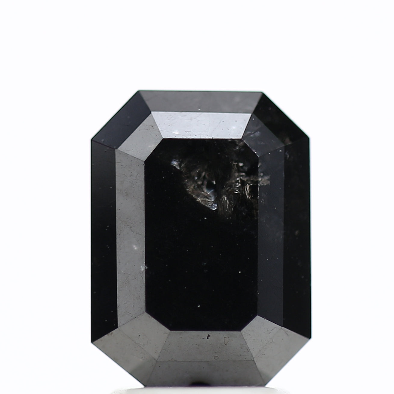 3 Ct Black Emerald Cut Diamond Natural Salt and Pepper Diamond 9.42 MM